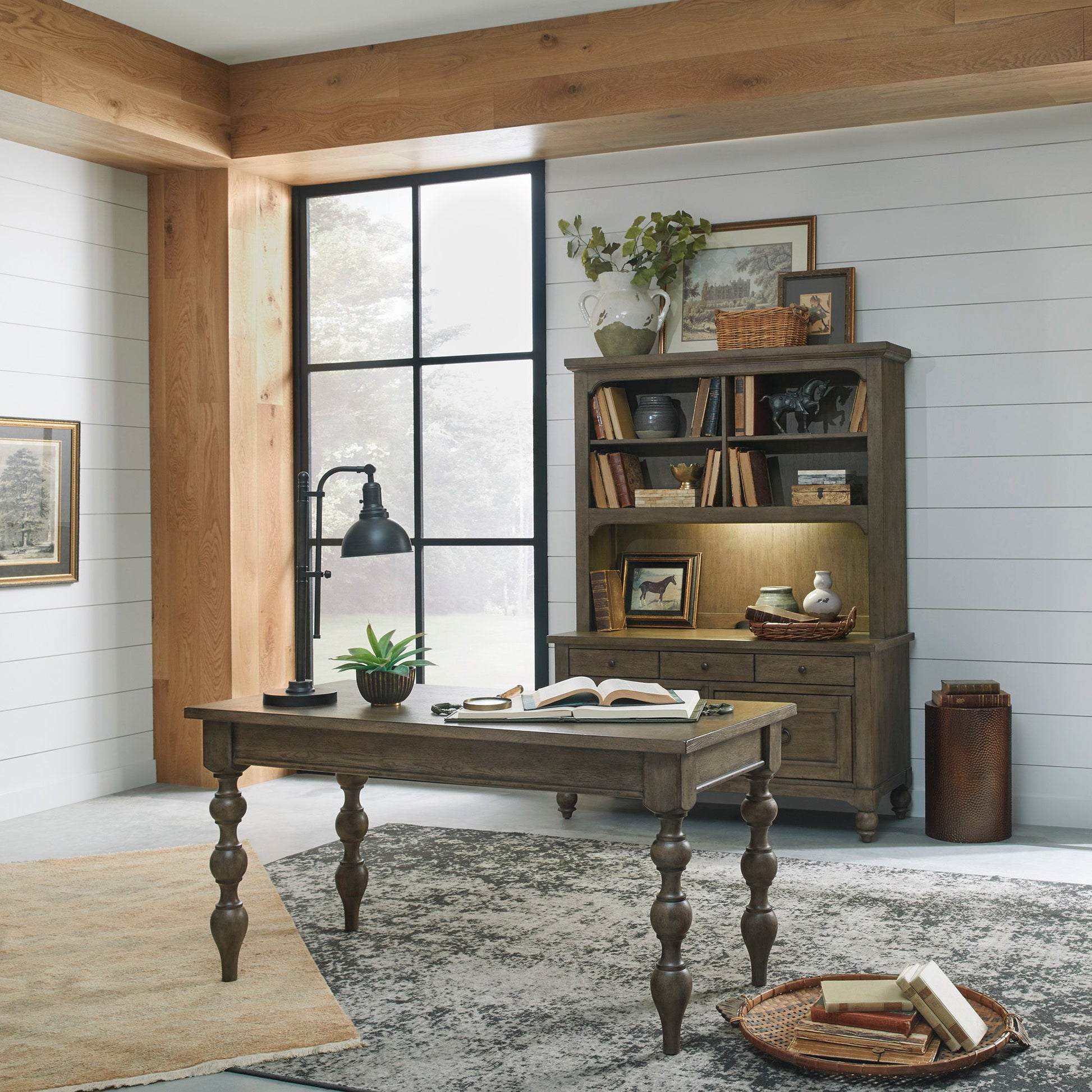 Liberty Furniture Americana Farmhouse - 3 Piece Home Office Set (Desk & Hutch) - Light Brown | Meri Furniture