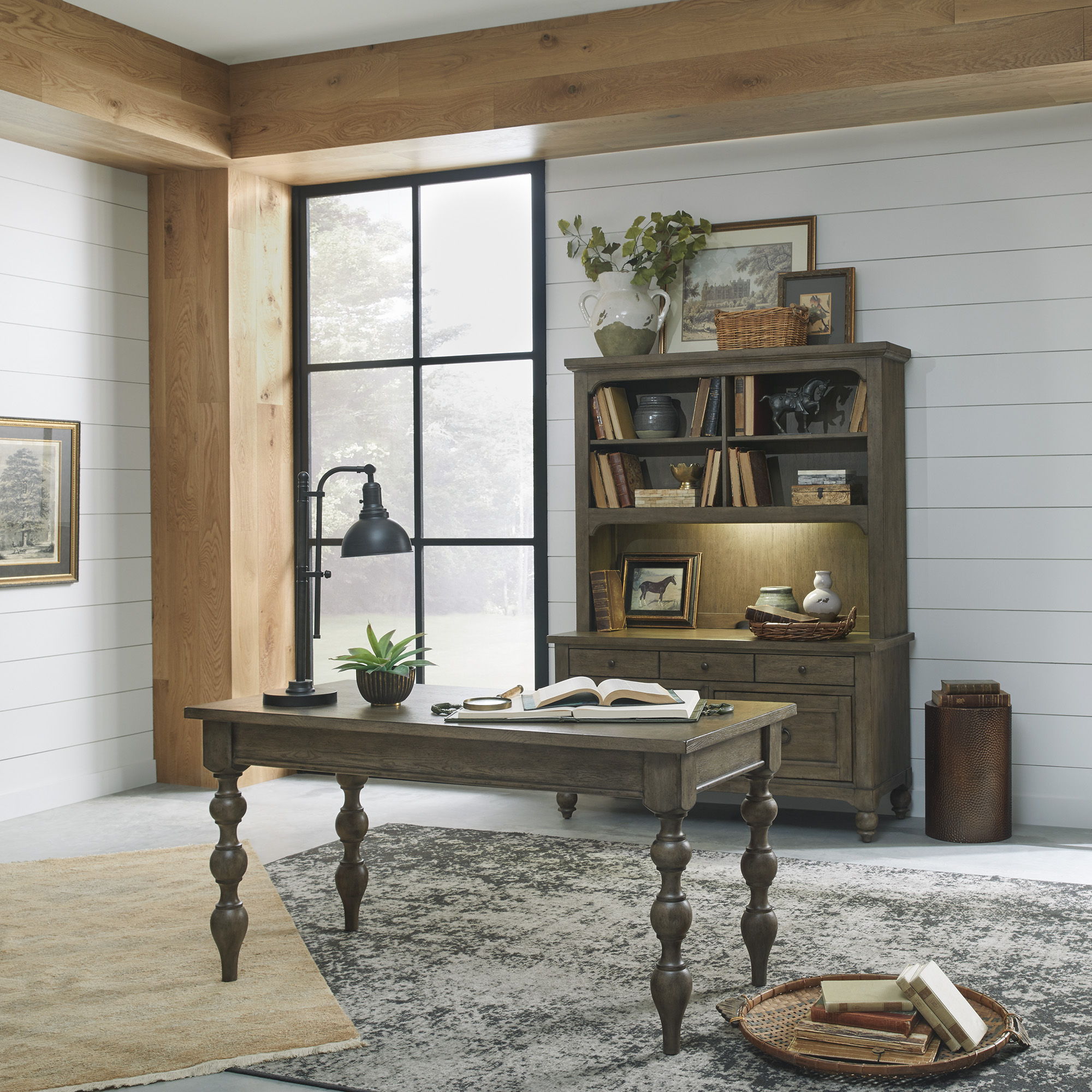 Liberty Furniture Americana Farmhouse - 3 Piece Home Office Set (Desk & Hutch) - Light Brown | Meri Furniture