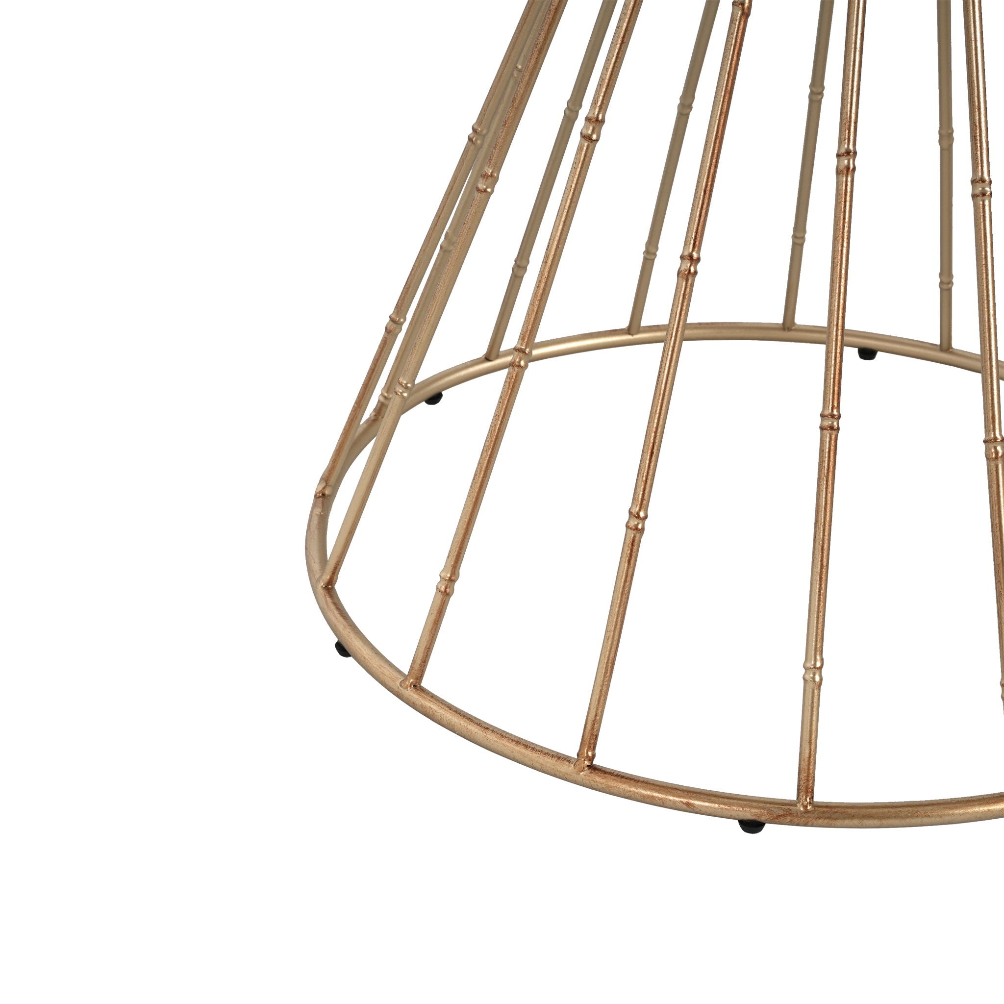 Hollow - Edge Retro Art Pine Side Table With Antique And Natural Color, Iron And Pine Construction - Antique Gold / Natural