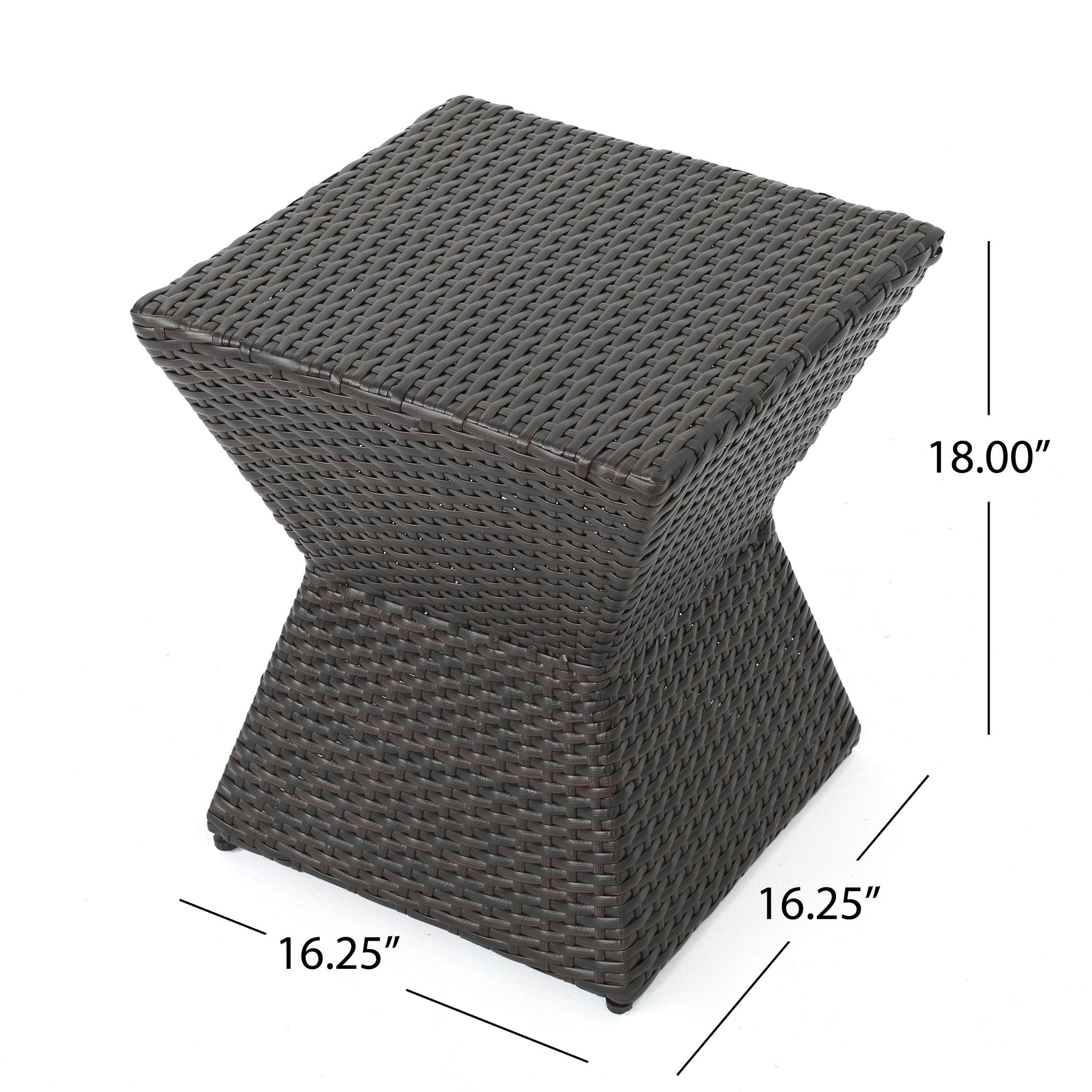 Outdoor Wicker End Table - Brown Multi