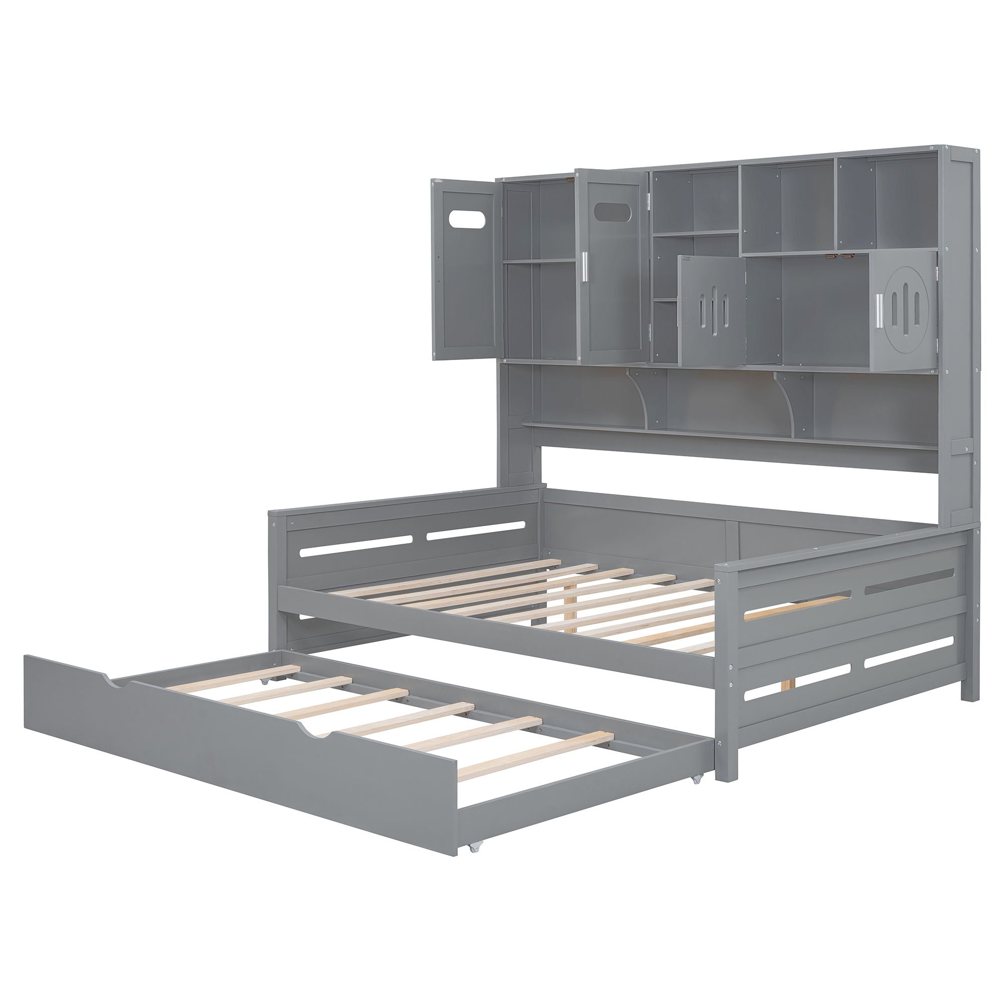 Daybed With All-In-One Cabinet And Shelf
