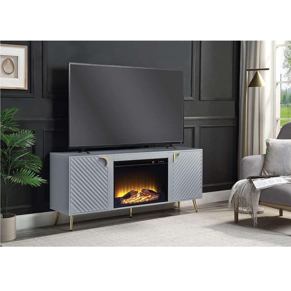 ACME Gaines - TV Stand With Fireplace | Meri Furniture