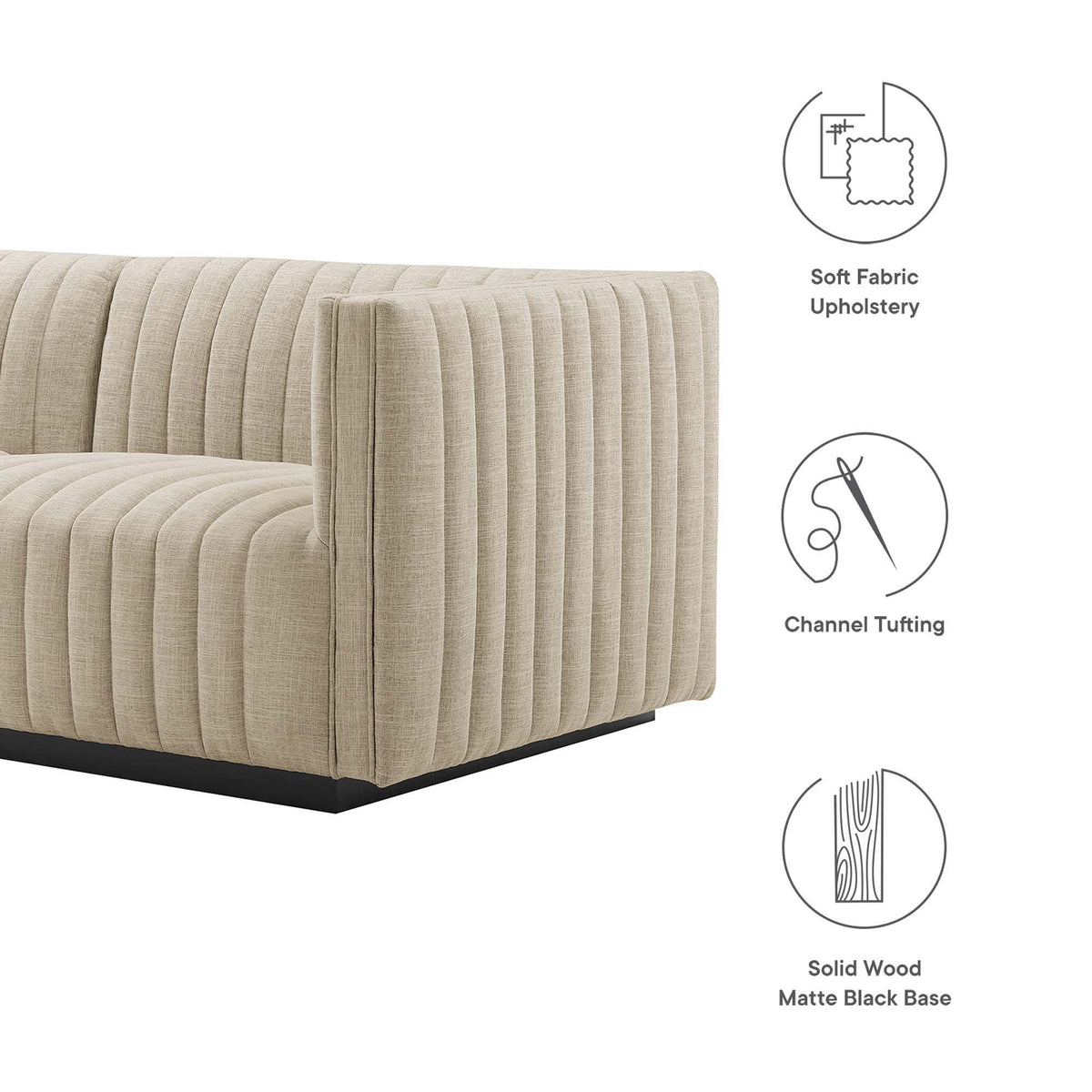 Conjure Channel Tufted Upholstered Fabric Sofa by Modway