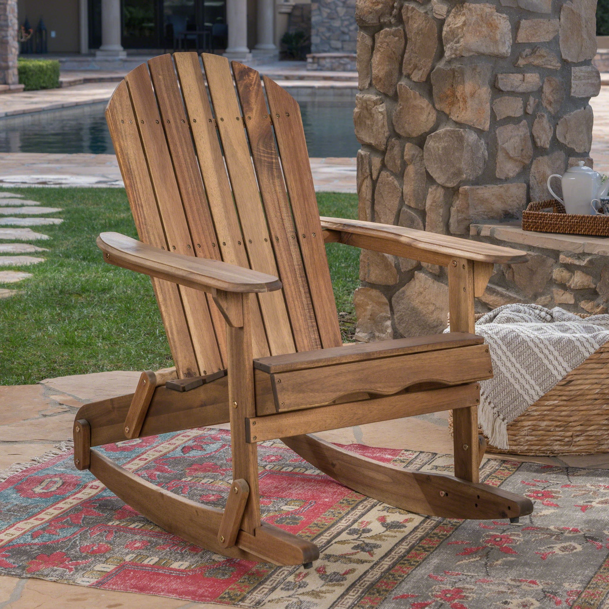 Outdoor Adirondack Rocking Chair With Hand Crafted Details