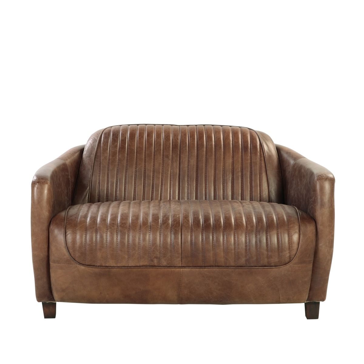 ACME Brancaster - Loveseat - Retro Brown Top Grain Leather & Aluminum | Meri Furniture