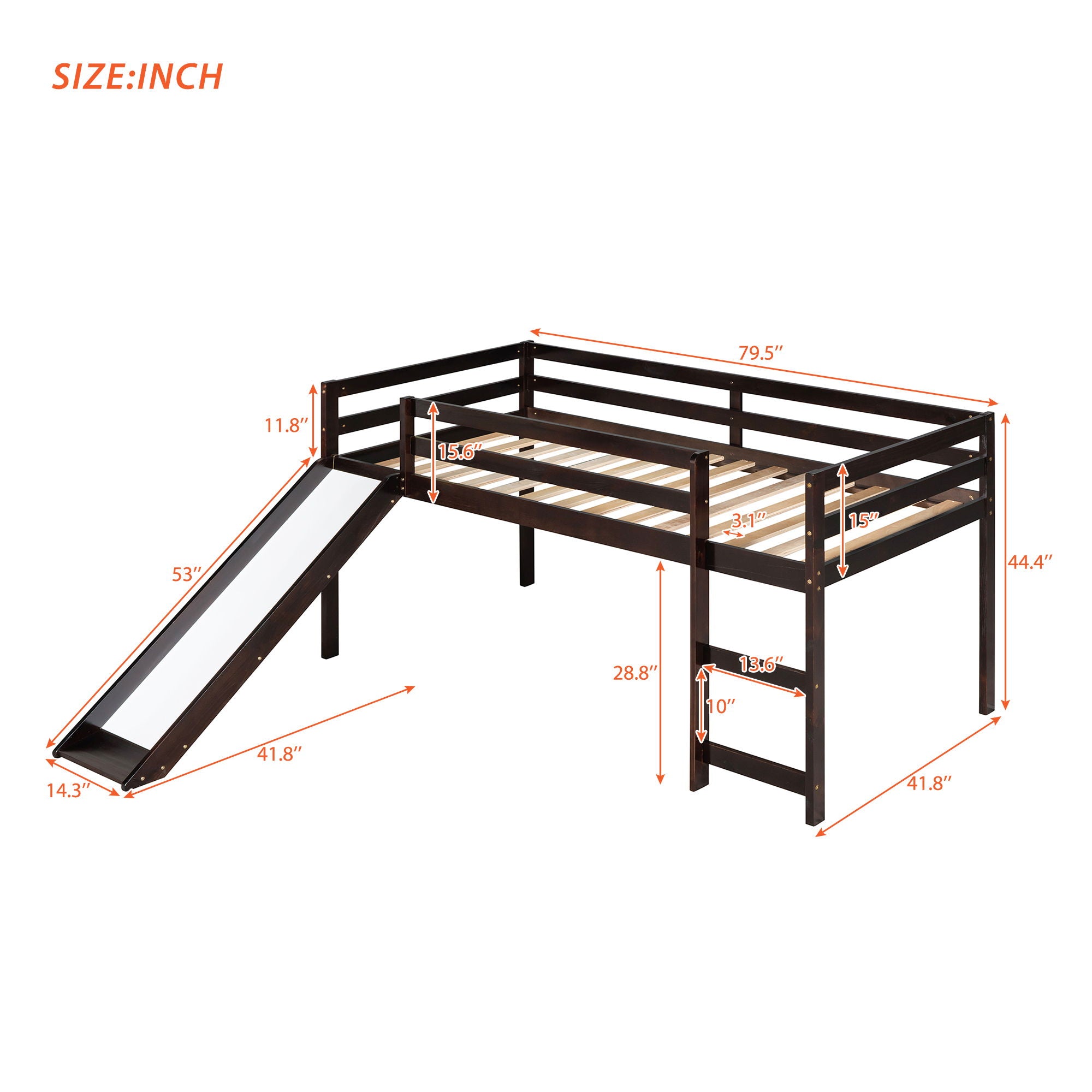 Loft Bed With Slide, Multifunctional Design