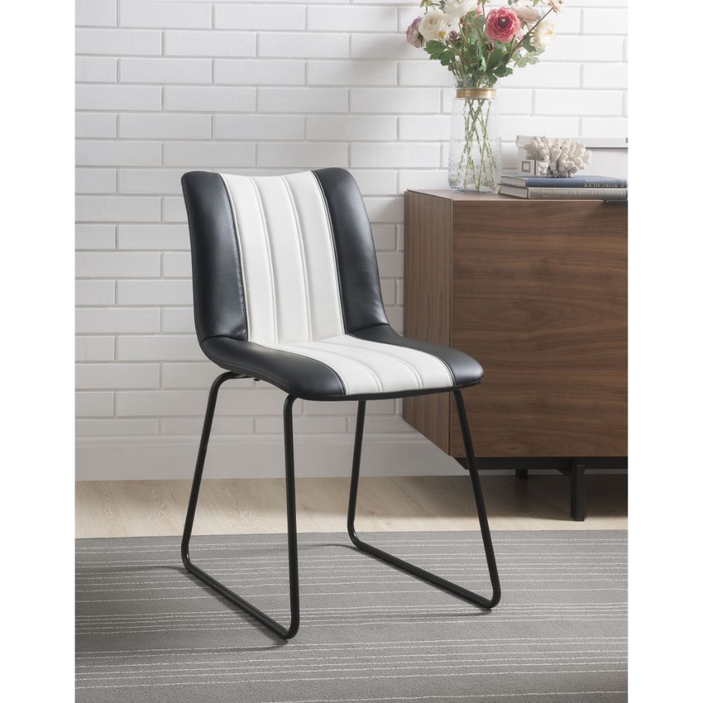 ACME Muscari Accent Chair - Black/White PU & Black | Meri Furniture