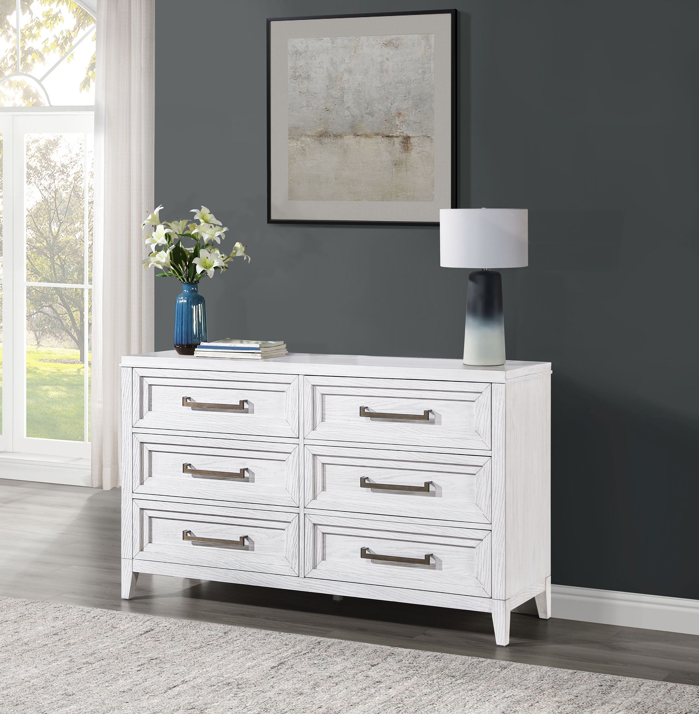 Coaster Fine Furniture Marielle - 6-Drawer Bedroom Dresser - Distressed White | Meri Furniture