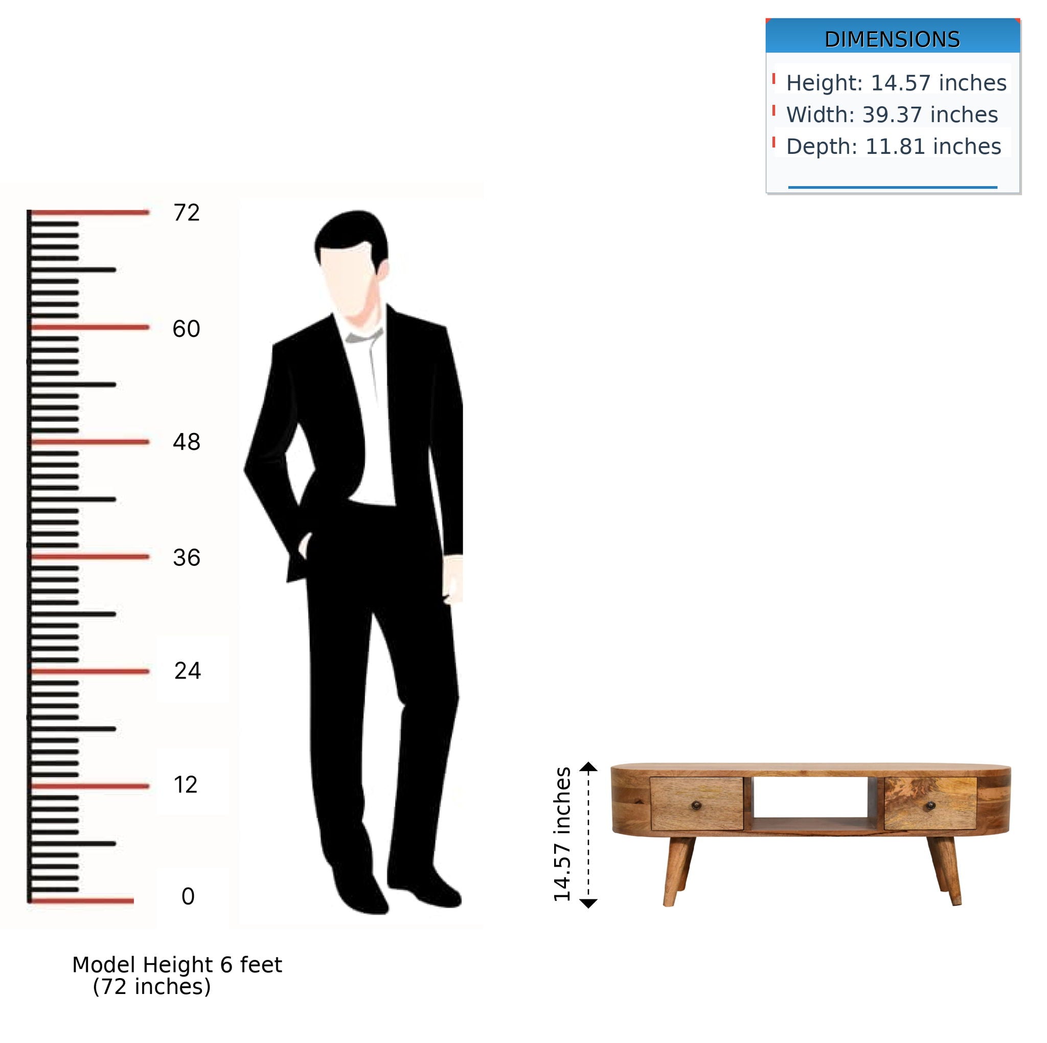 Mini Wooden Rounded Entertainment Unit - Oak