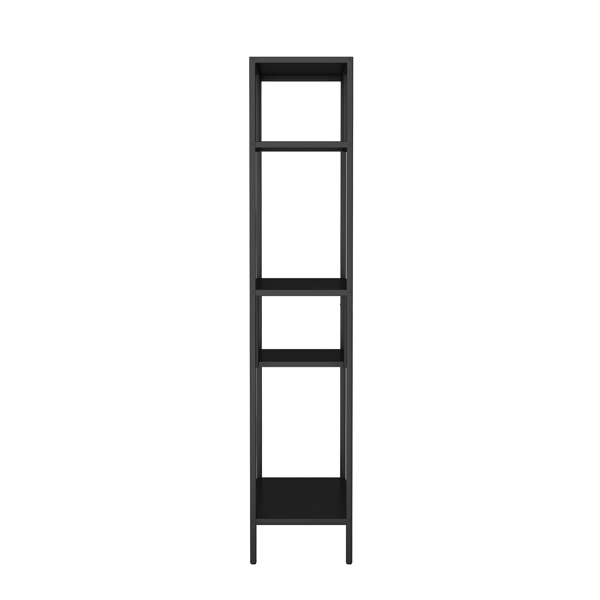 Modern Cube Storage Shelf With 4 Compartments & Metal Legs, Freestanding Organizer For Living Room, Bedroom, Home Office - Brushed Nickel