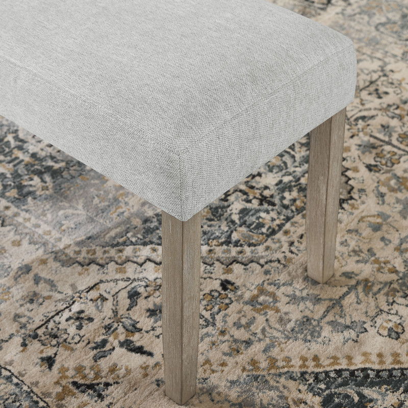 Tabitha Light Oak Finish Dining Bench with Light Gray Fabric