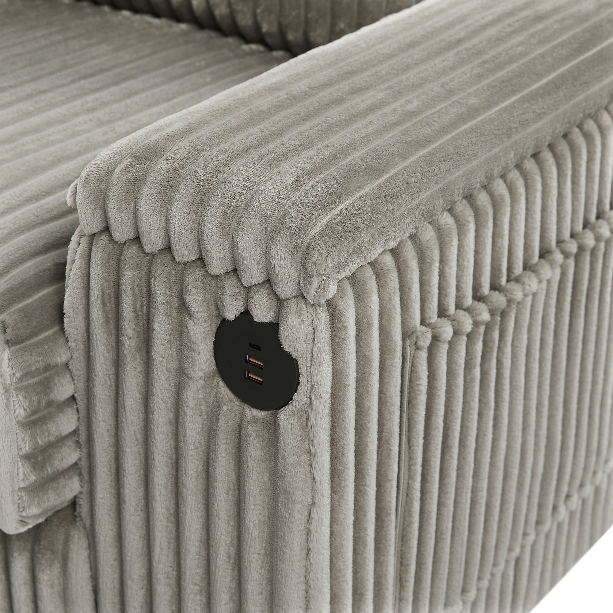 Modern 4 Seater Corduroy Sofa Couch With USB Ports And Hidden Storage