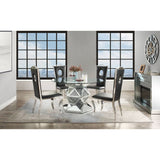 ACME Noralie - Dining Table - Mirrored & Faux Diamonds - 30" | Meri Furniture