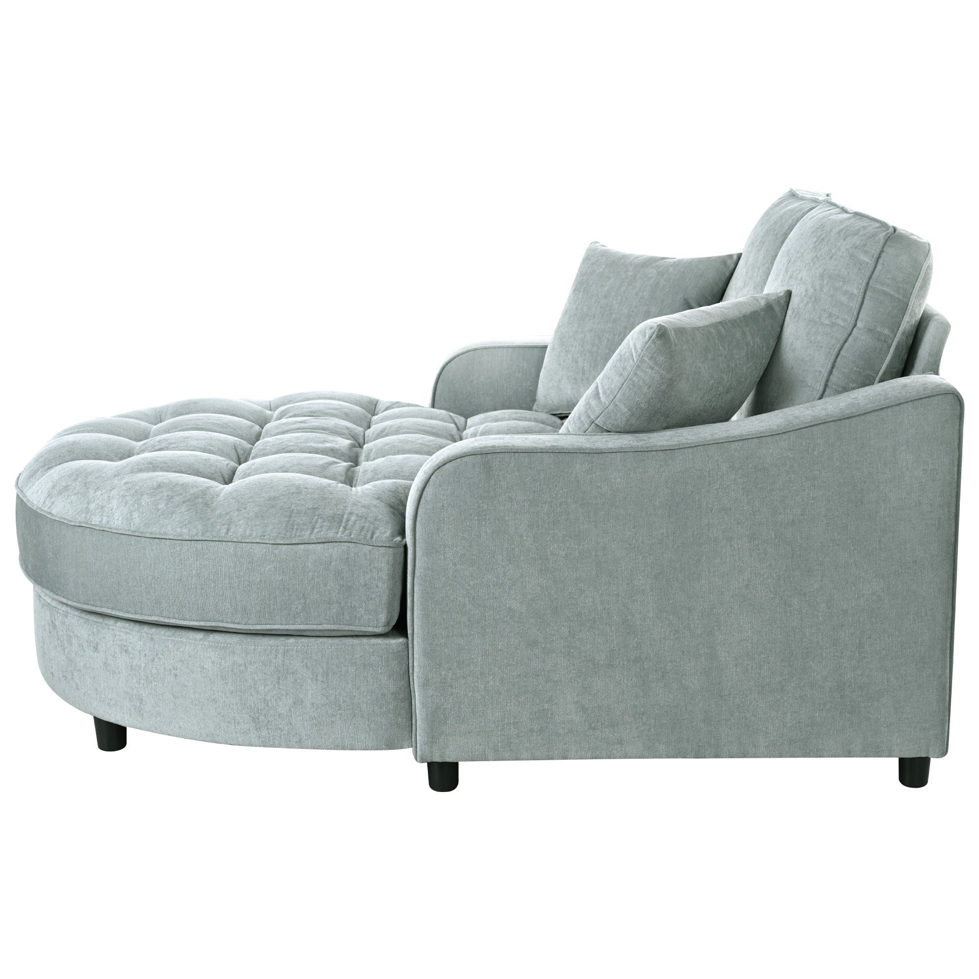 Modern Chaise Lounge Upholstered Sofa Couch With Tufted Seat And Detachable Pillows For Living Room