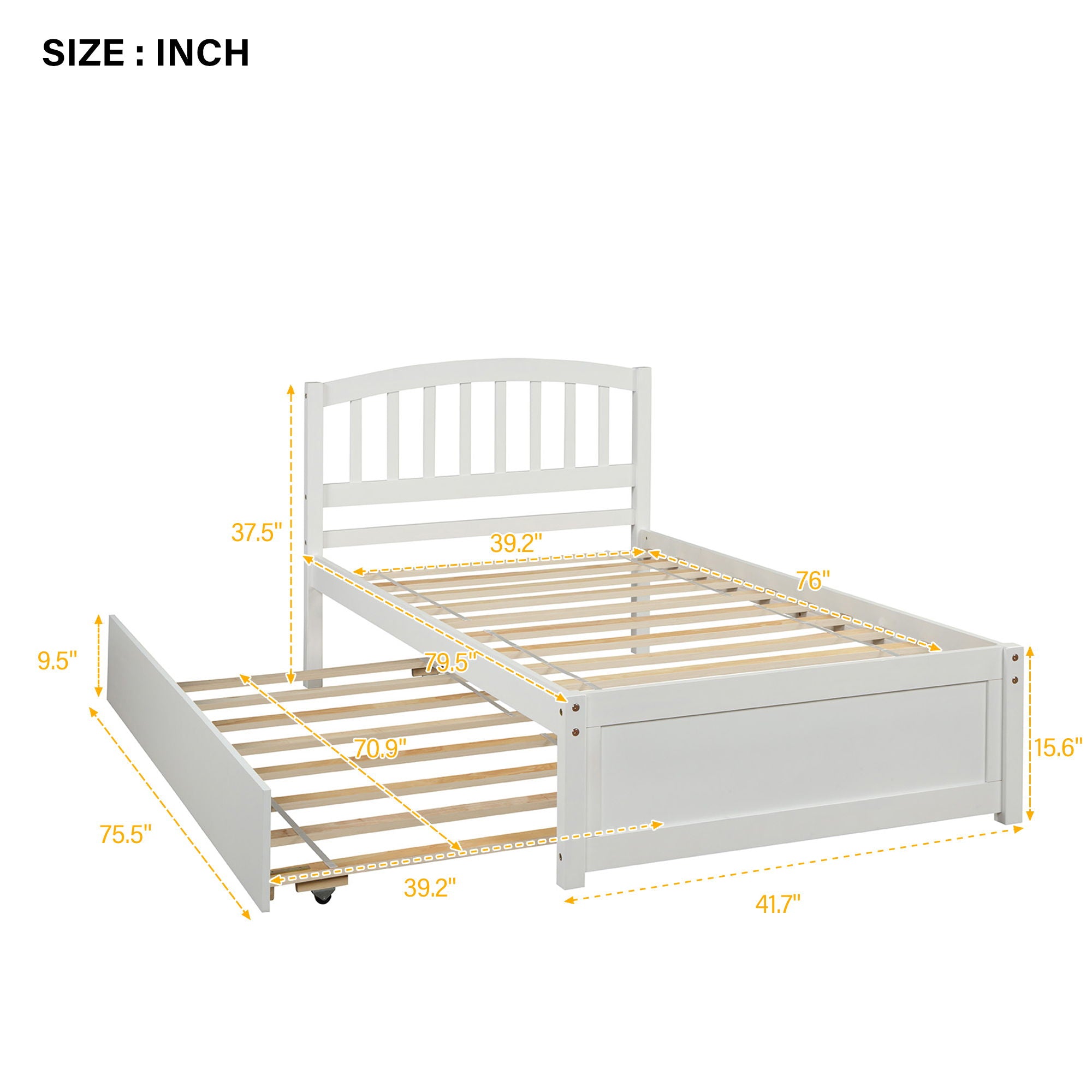 Platform Bed Wood Bed Frame With Trundle