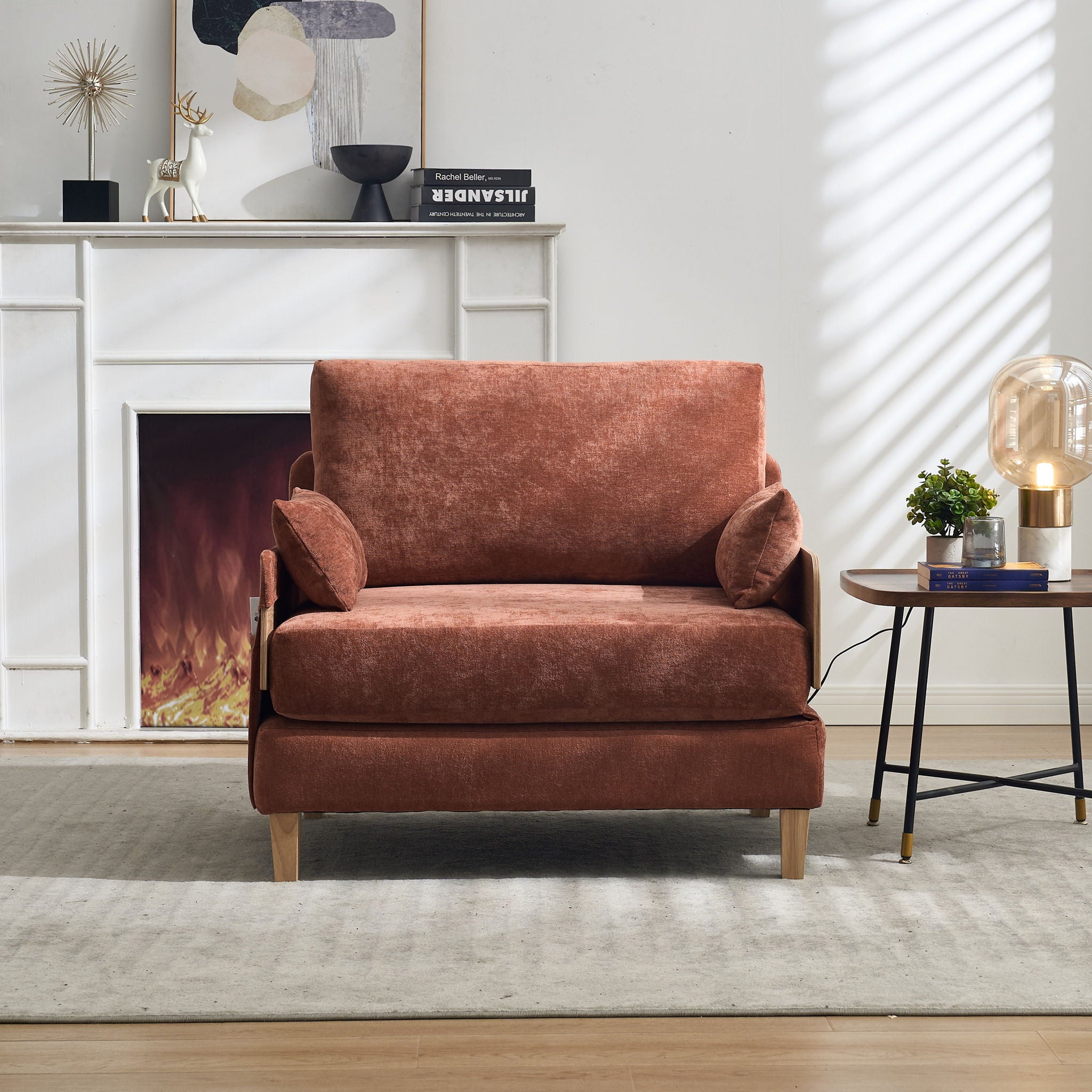 Mid Century Modern Foldable Sofa Bed, 3 In 1 Convertible Sleeper With 3 Pillows