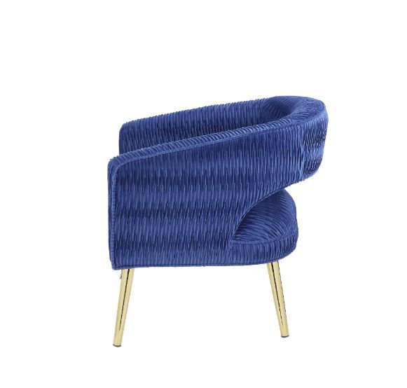 ACME Aistil - Accent Chair - Blue Velvet & Gold Finish | Meri Furniture