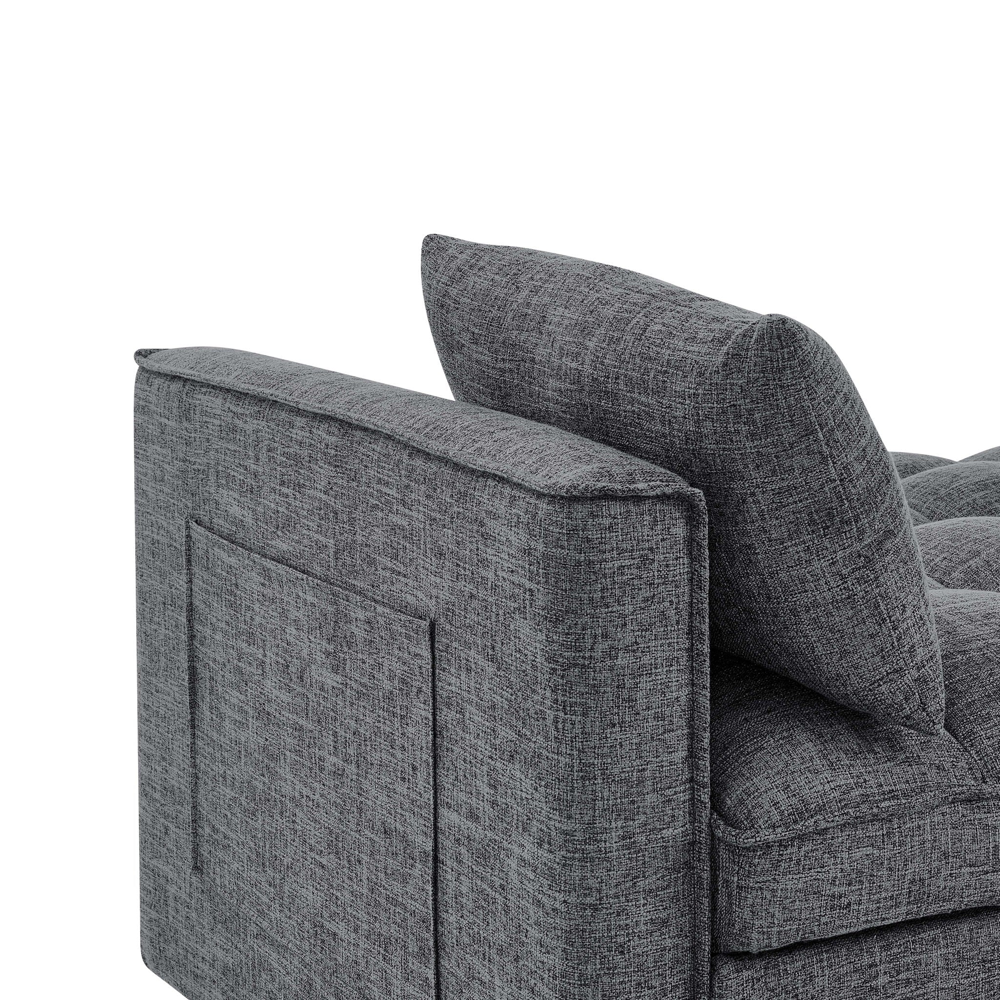 Sienna - Tufted Convertible Sleeper Sofa With Chaise - Gray