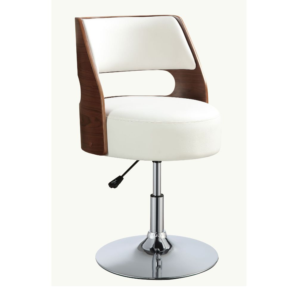 ACME Camila - Stool - White PU & Walnut - 35" | Meri Furniture