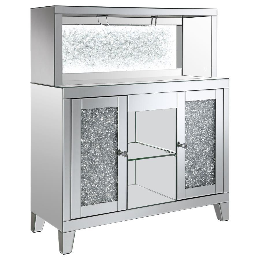 Coaster Fine Furniture Yvaine - 2-Door Mirrored Acrylic Home Bar Wine Cabinet - Silver | Meri Furniture