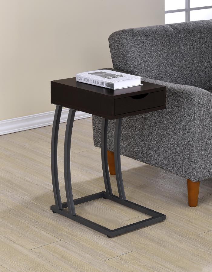 Coaster Fine Furniture Troy - 1-Drawer C-Shaped Side Table Power Outlet | Meri Furniture