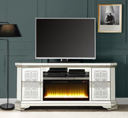 Noralie - TV Stand With Fireplace - Mirrored & Faux Diamonds