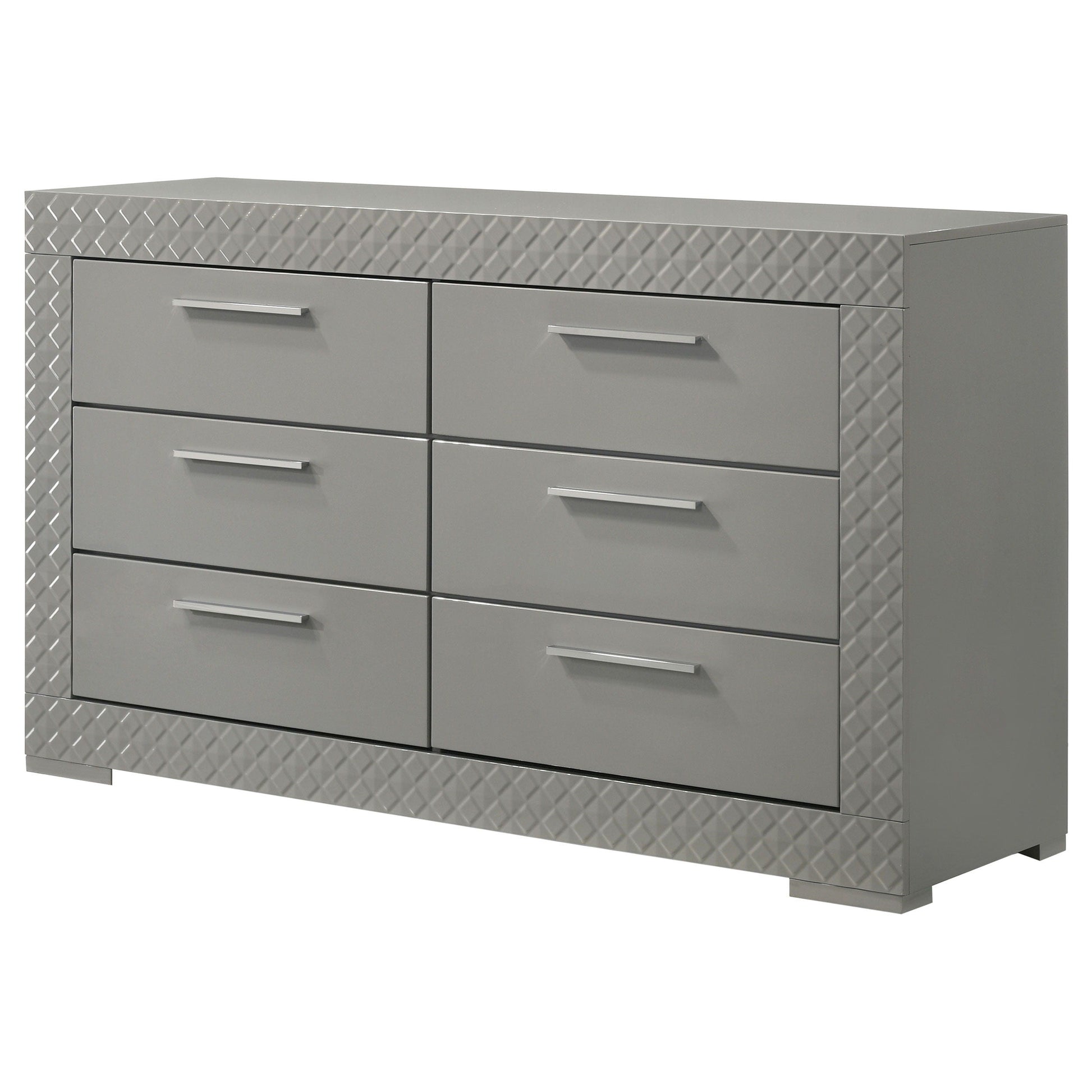 Coaster Fine Furniture Ives - 6-Drawer Dresser Cabinet - Gray High Gloss | Meri Furniture