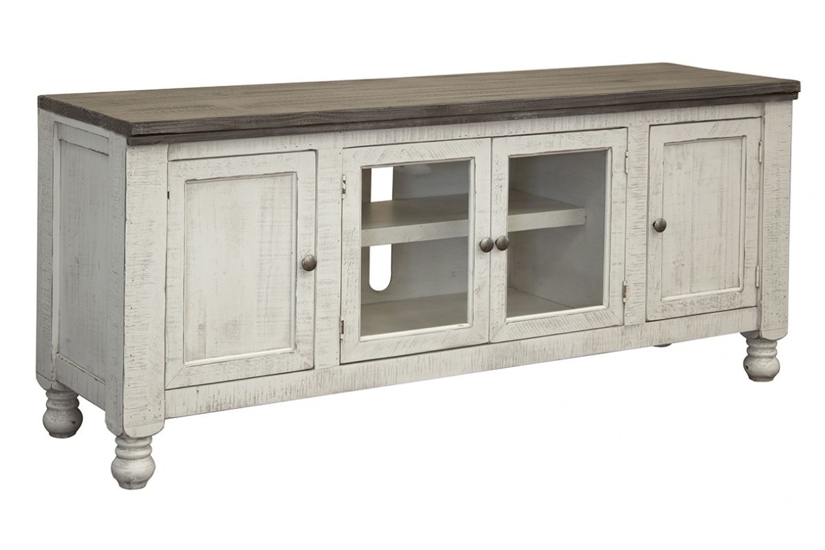 International Furniture Direct Stone - TV Stand / Wall Unit - Antiqued Ivory / Weathered Gray | Meri Furniture