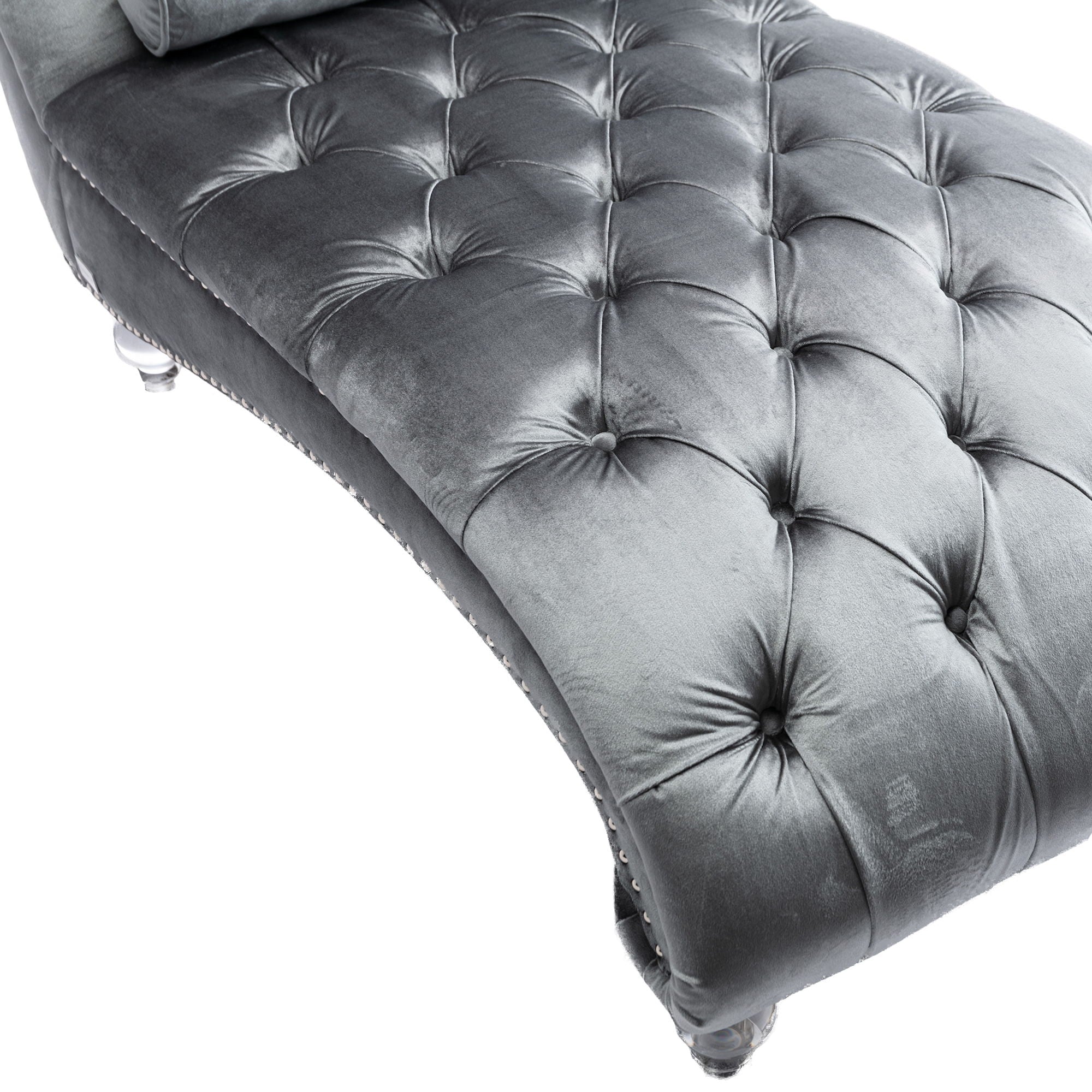 Velvet Chaise Lounge Indoor, Button Tufted Upholstered Chaise Lounge Chair With Pillow