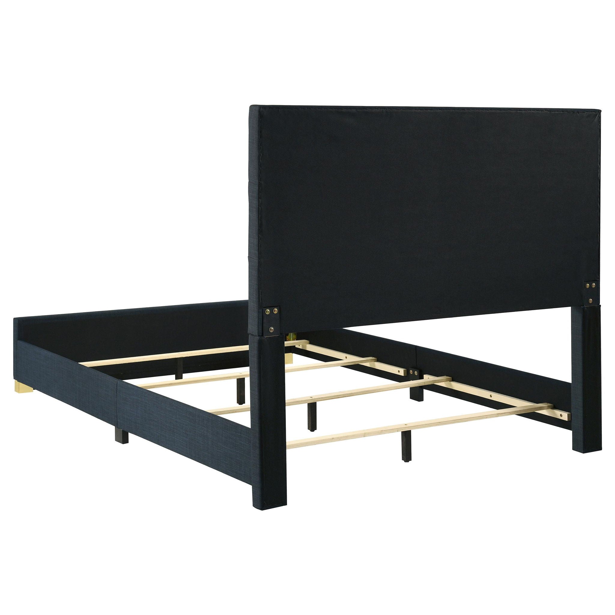 Ines 56-inch Fabric Upholstered Queen Panel Bed Navy