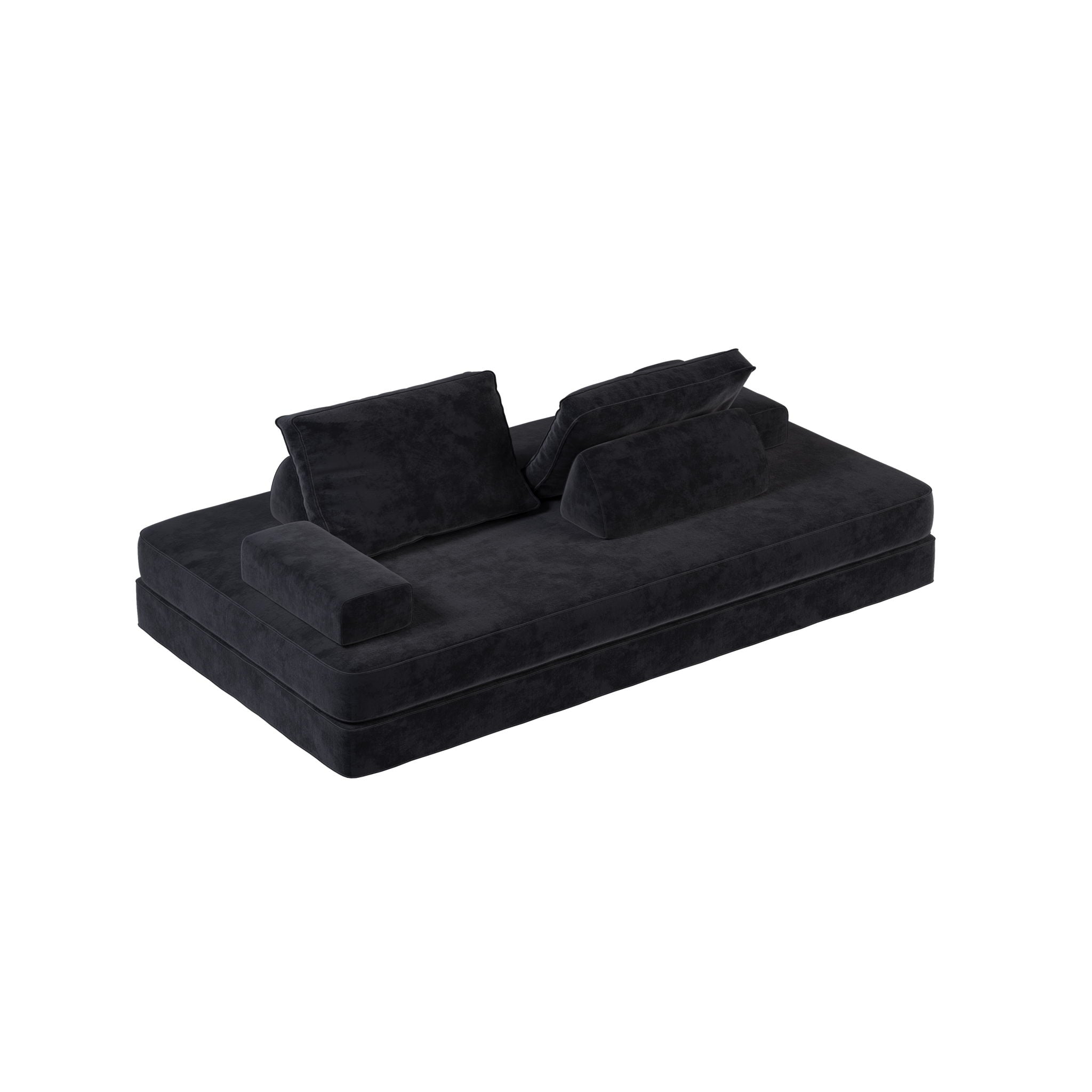 Multifunctional Convertible Sofa Bed With 2 Tumbler Backrests And 2 Pillows, Deep Seat Couch