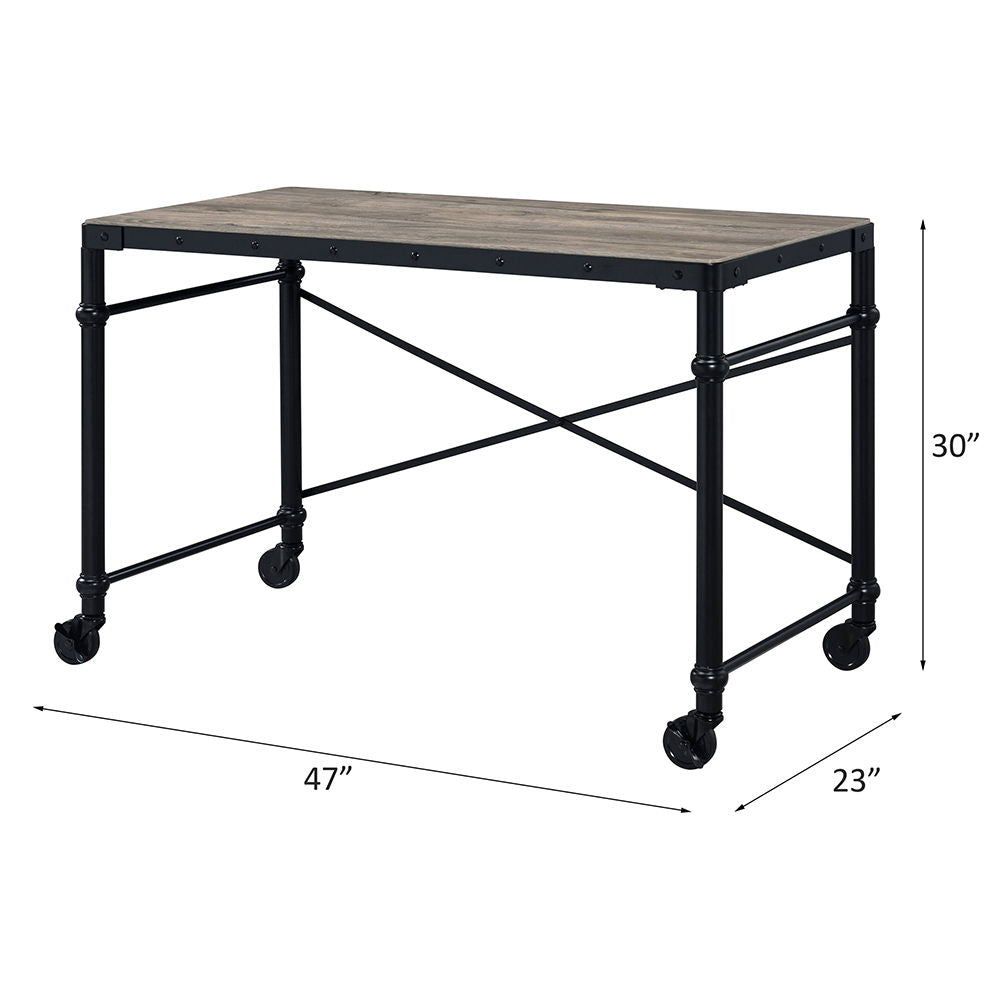 Oklarth - Writing Desk - Rustic Oak & Black