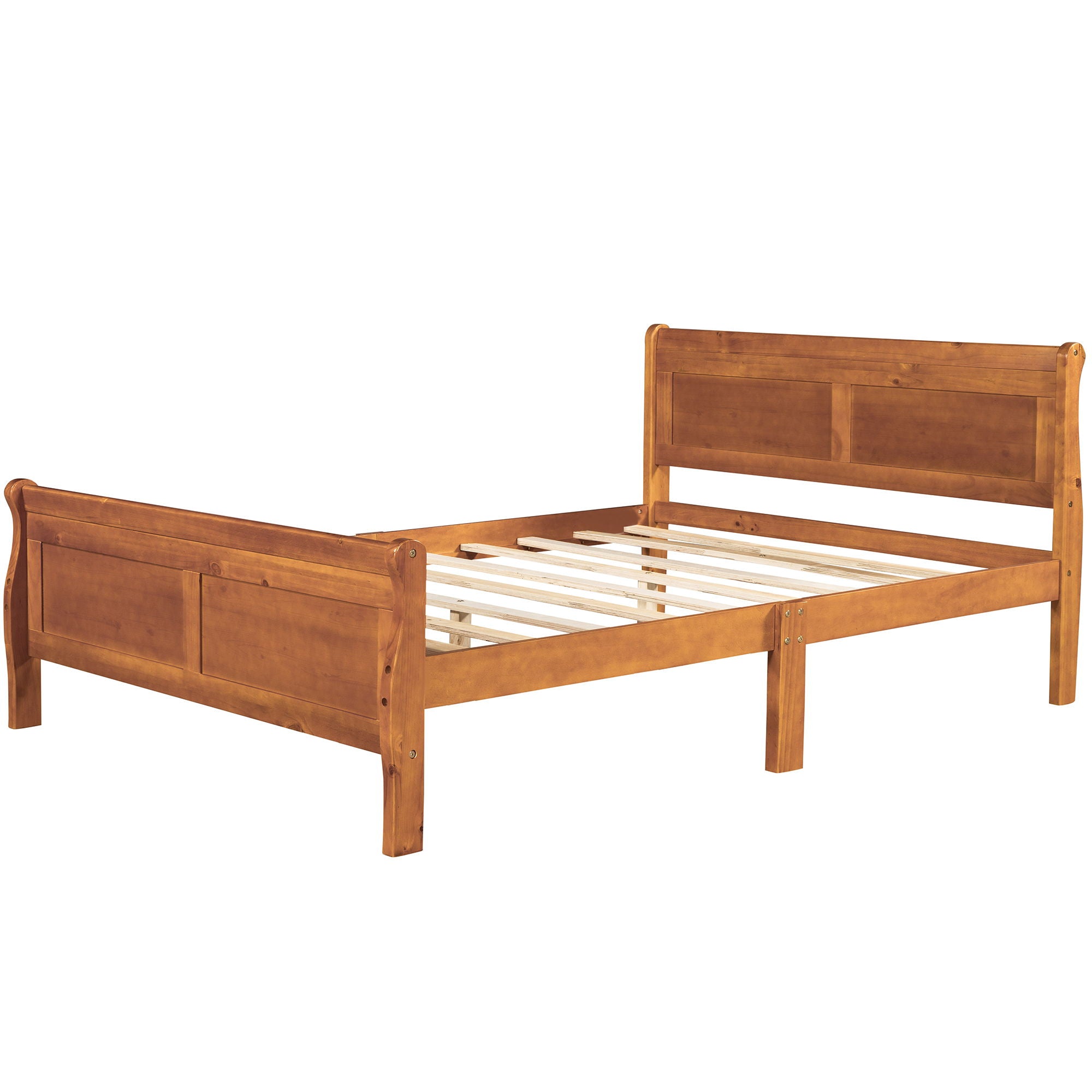 Platform Bed Frame Mattress Foundation Sleigh Bed With Headboard / Footboard / Wood Slat Suppor