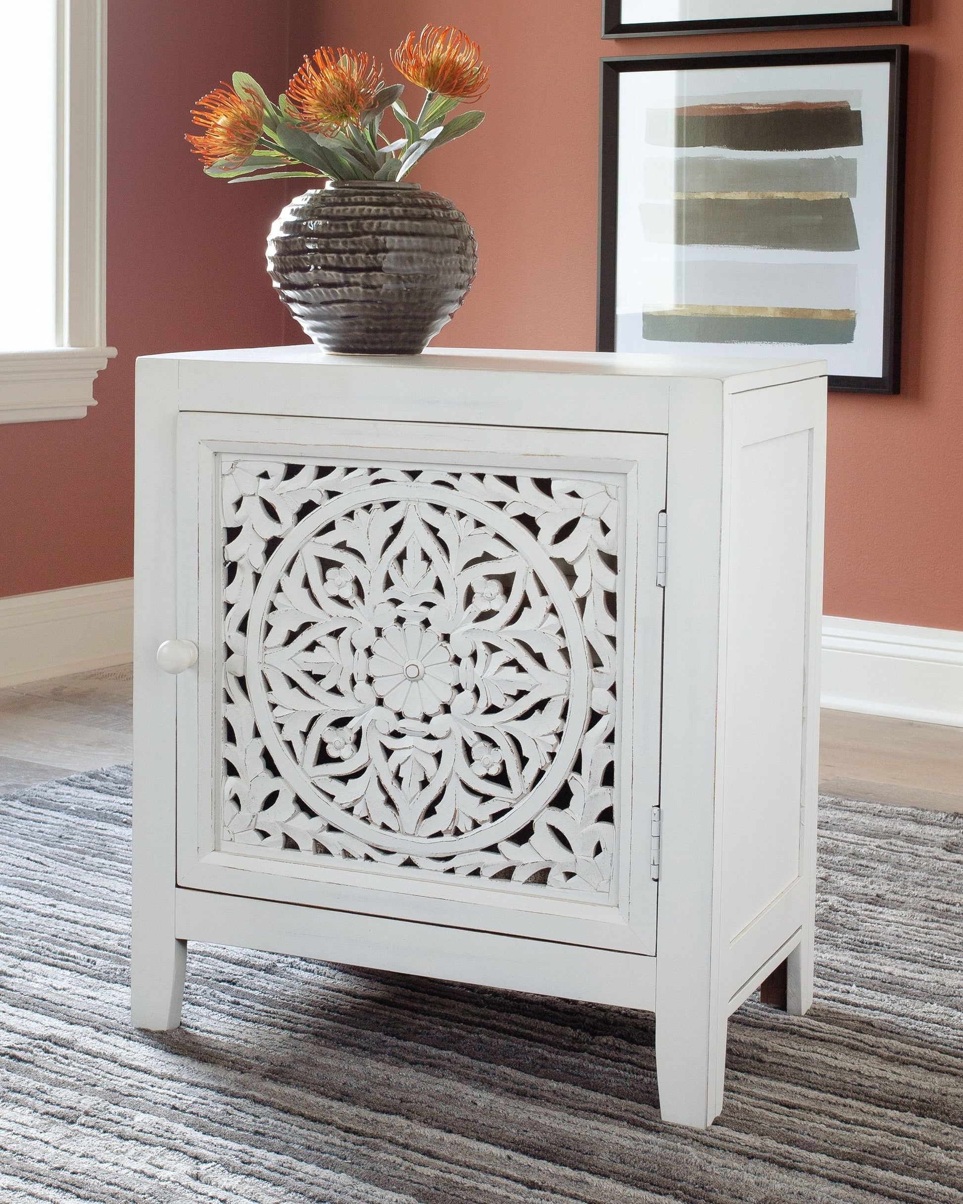 Ashley Furniture Fossil - White - Accent Cabinet | Meri Furniture