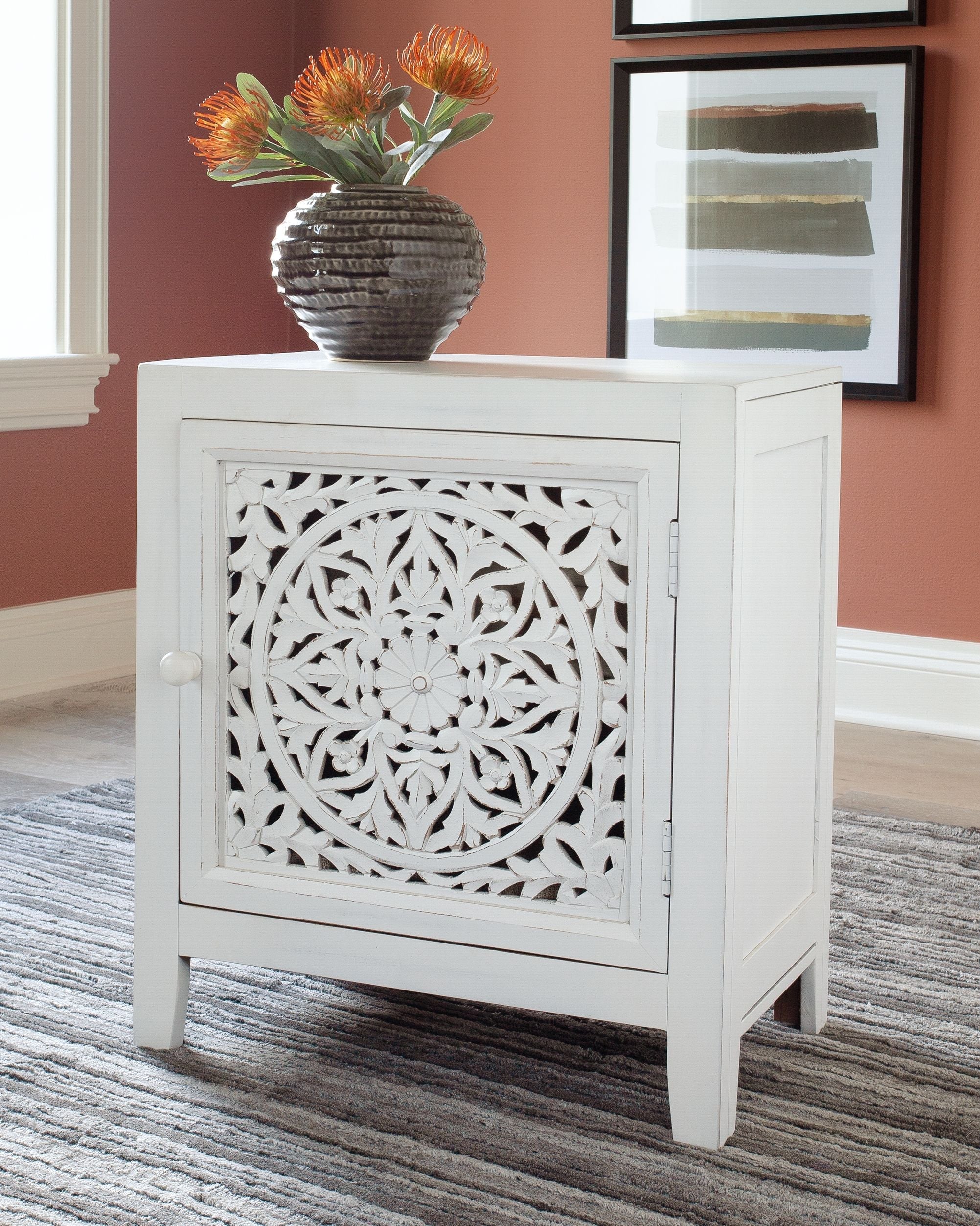 Ashley Furniture Fossil - White - Accent Cabinet | Meri Furniture