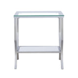 Saide - Square Glass Top Side End Table - Chrome