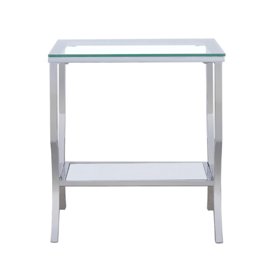 Coaster Fine Furniture Saide - Square Glass Top Side End Table - Chrome | Meri Furniture