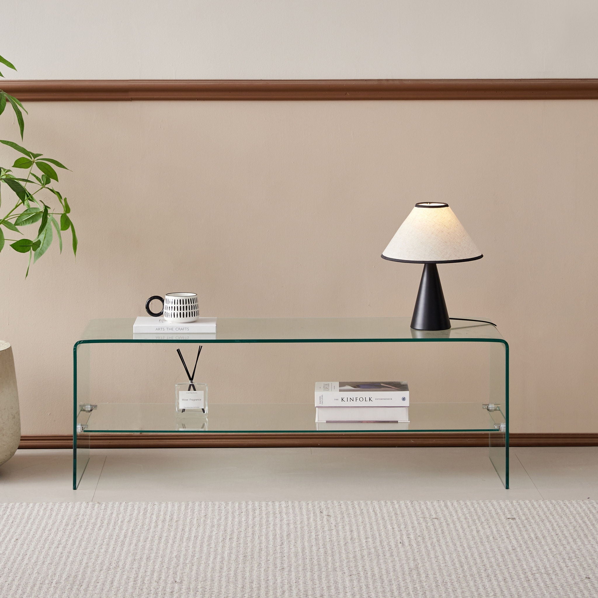 Clear Glass TV Table, Tempered Glass Stand For Living Room Decor - Transparent