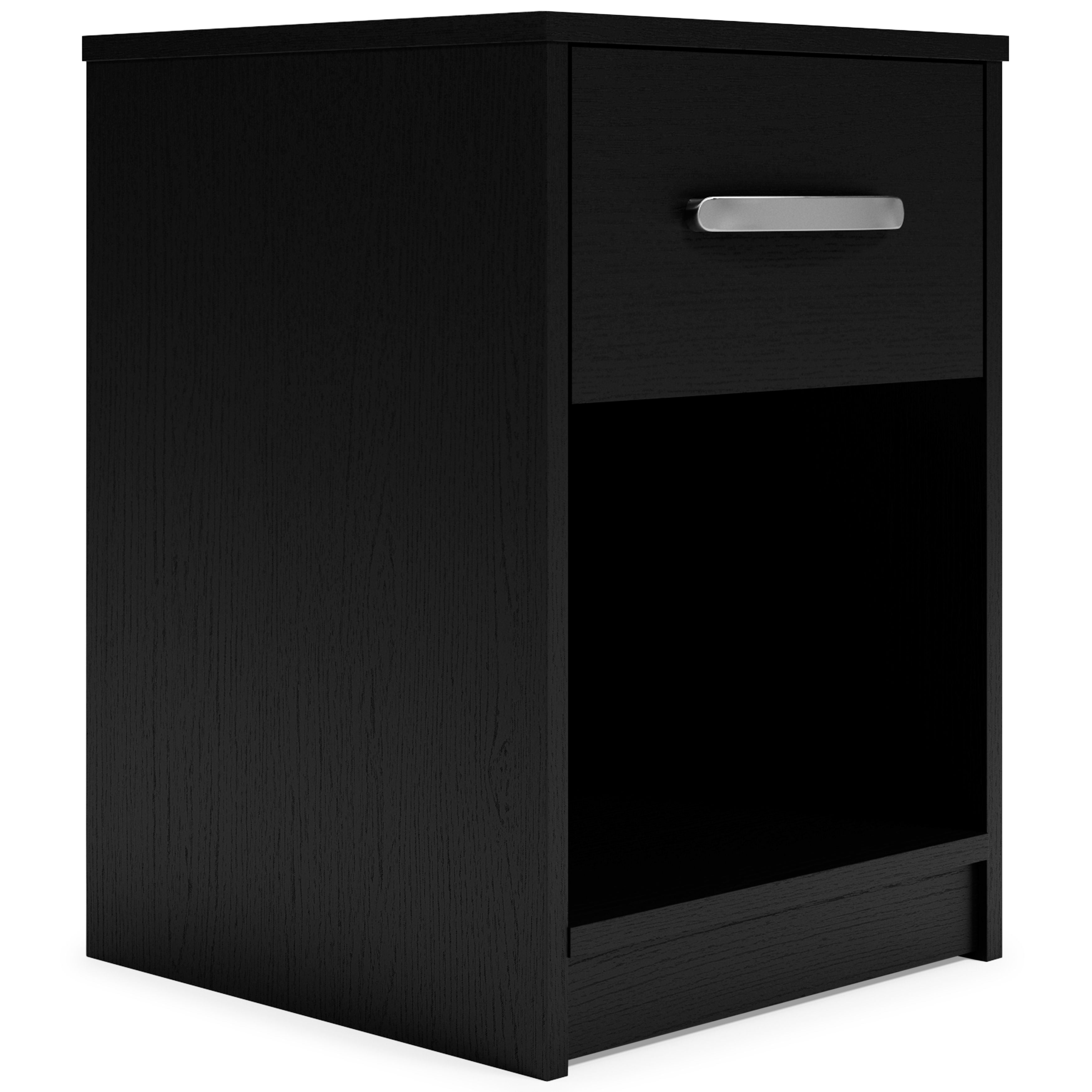 Signature Design by Ashley® Finch - Black - One Drawer Night Stand - 23" Height | Meri Furniture