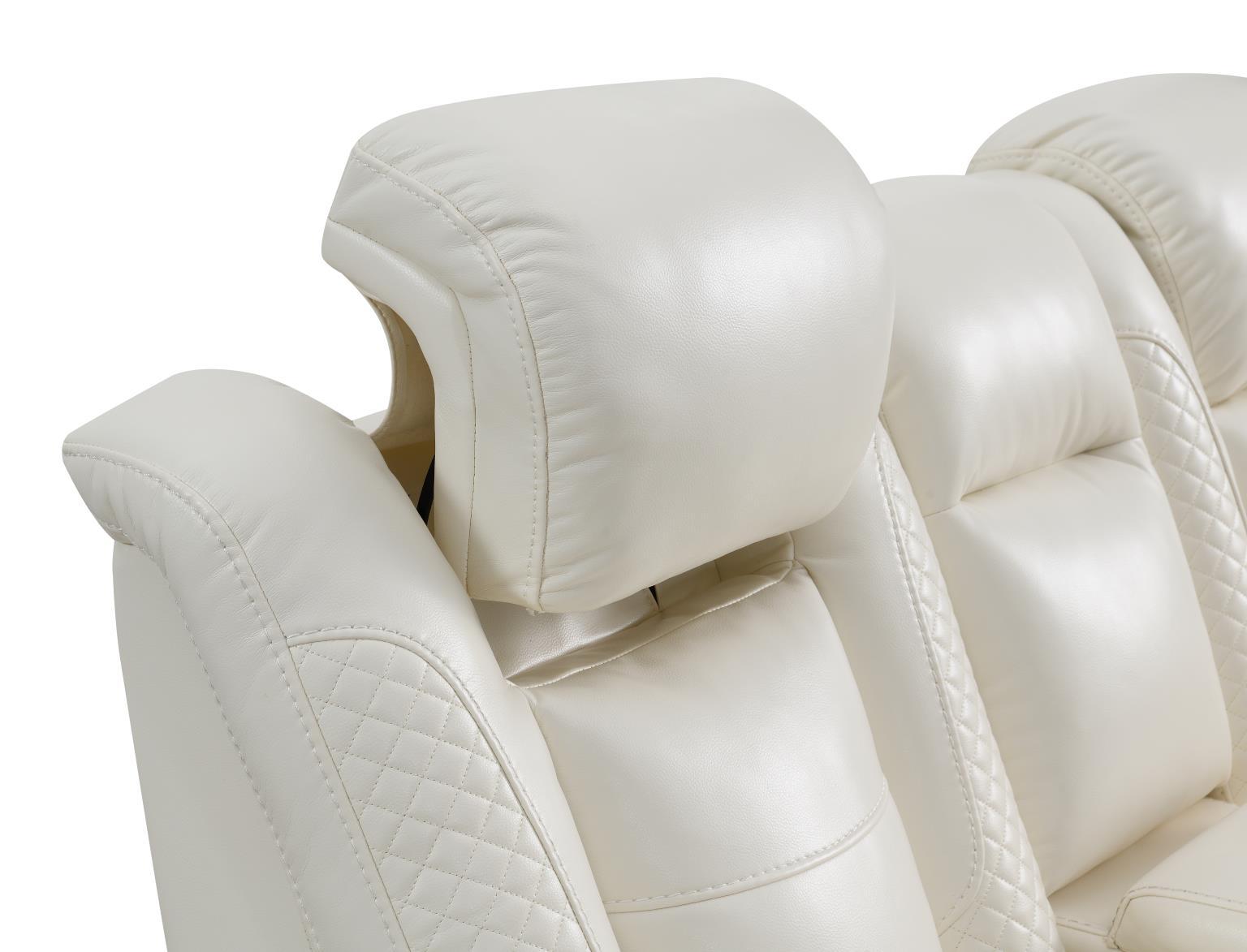 U94 - LED Power Reclining With Power Headrest, Bluetooth Speaker, And Drop Down Table Loveseat - White