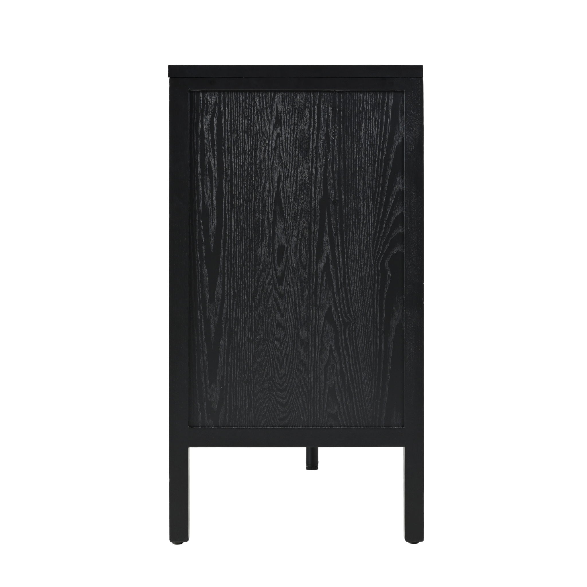 Stylish Storage Cabinet Sideboard With Unique Geometric Circle Door Design - Black