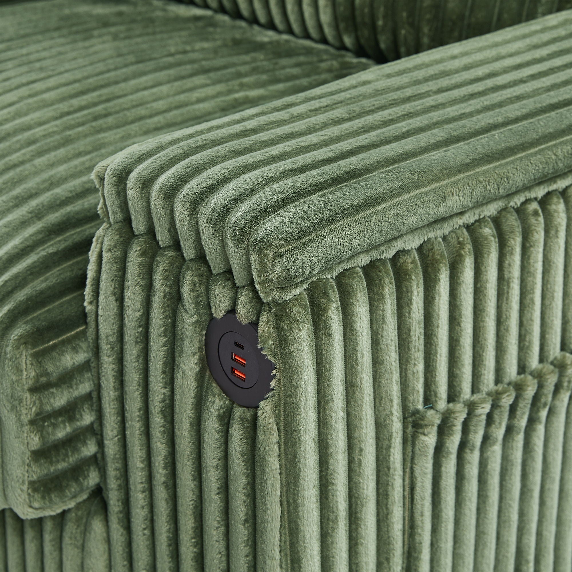 Modern 4 Seater Corduroy Sofa Couch With USB Ports And Hidden Storage