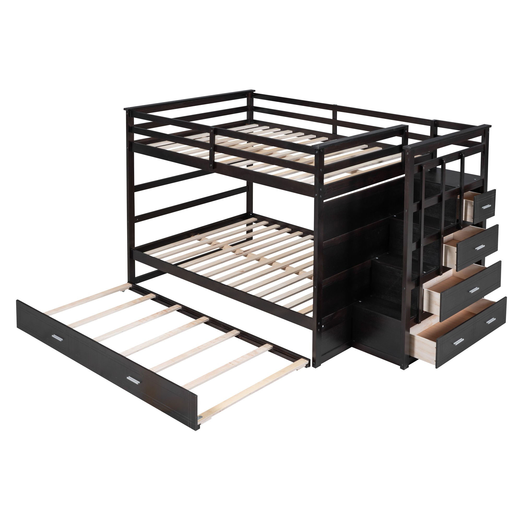 Bunk Bed With Twin Size Trundle And Staircase