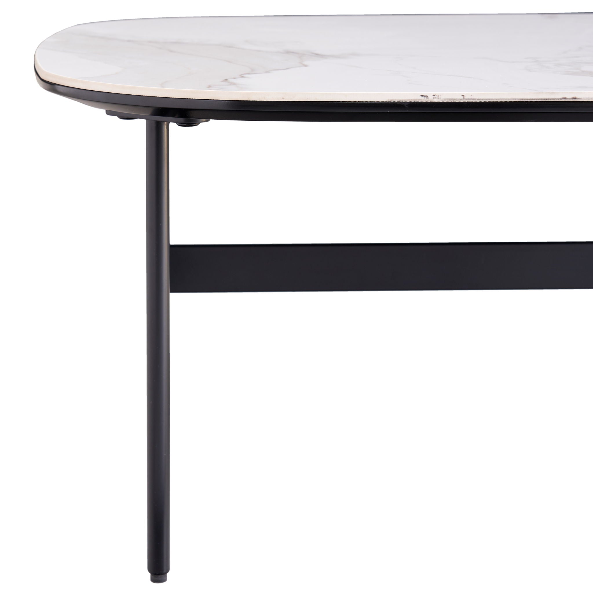 Modern Rectangular Rock Plate Coffee Table Open Space Design Golden Metal Frame Minimalist Living Room Center Table For Lounge Office - Black White