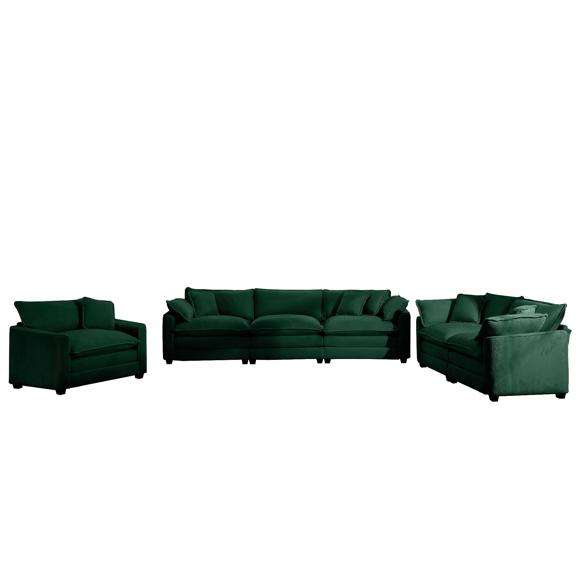Elegant Corduroy Oversized Sectional Sofa Set With Deep Seats And Flexible Layout