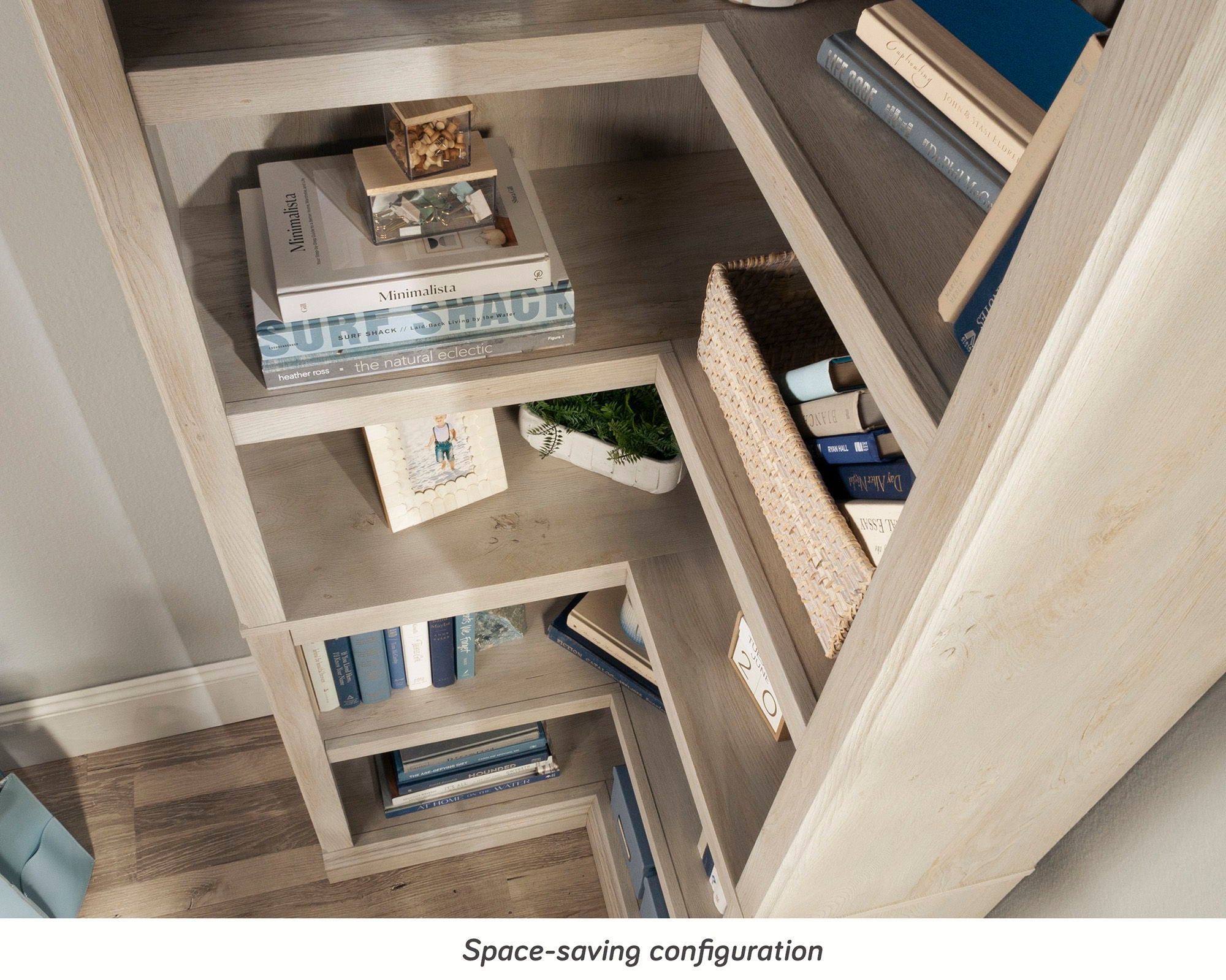 5-Shelf Corner Bookcase in Chalked Chestnut