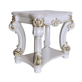 KD, Square Table w/Scrolled Leg and Bottom Shelf • Top Apron: Scrolled Decor Trim