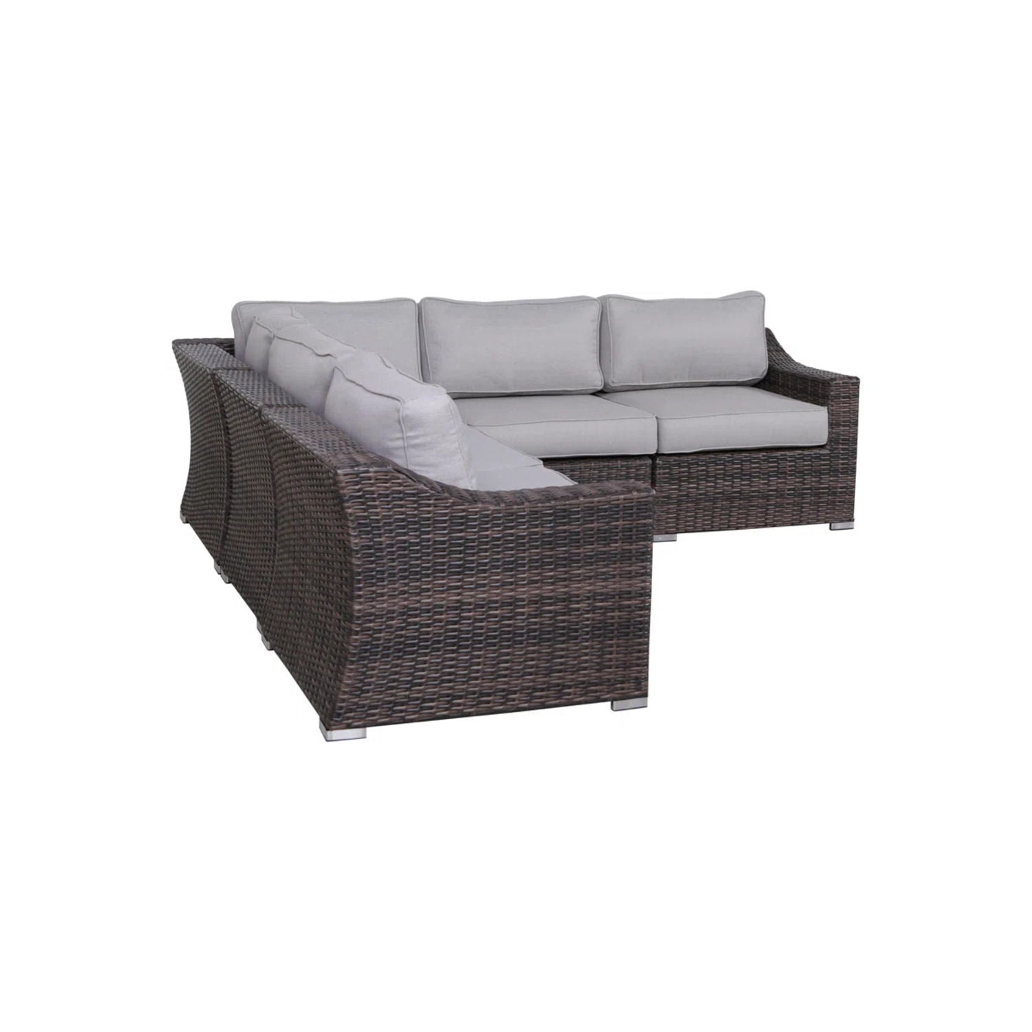 Contemporary Outdoor Rattan Wicker Sectional Seating Group With Cushions