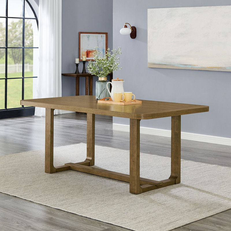 Darla 66" Rectangular Walnut Oak Sled Dining Table
