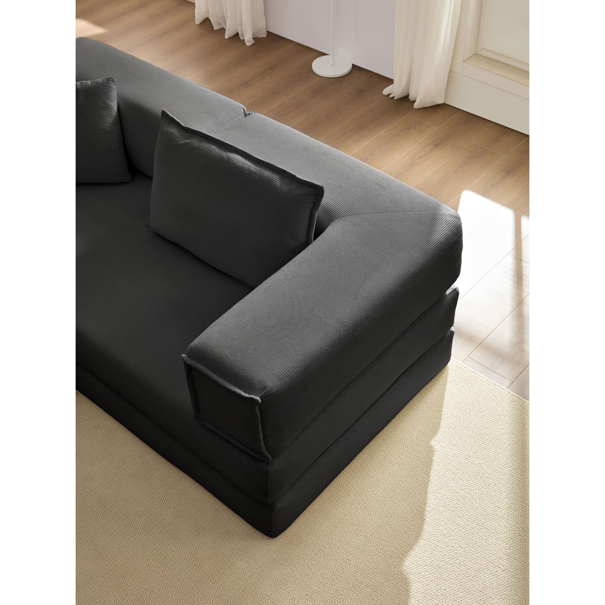 Modular L Shaped Floor Living Room Sofa Set With 6 Pillows